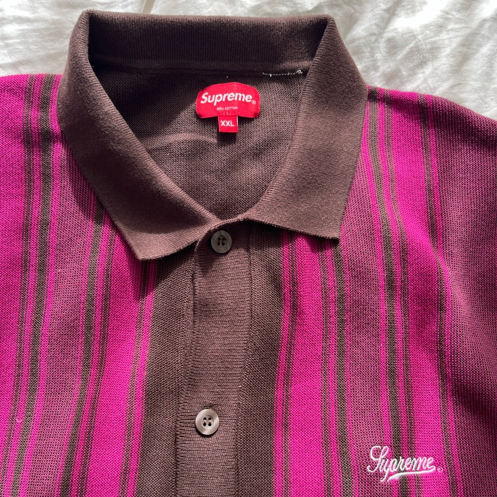Supreme Stripe Button Up Sweater Polo